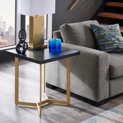 Hot Sale 🤩 Cheyenne Black And Gold Metal Base End Table By INSPIRE Q Modern 🎉