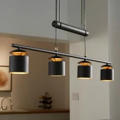 Best deal 👏 Collin Matte Black Adjustable Height 4-Cylinder Pendant Light By INSPIRE Q Modern 🥰