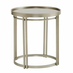 Wholesale ❤️ Dale Champagne Silver Finish Antique Mirror Top Table Set By INSPIRE Q Modern 😉 -iNSPIRE Q shop Dale Champagne Silver Finish Antique Mirror Top Table Set by iNSPIRE Q Modern 4