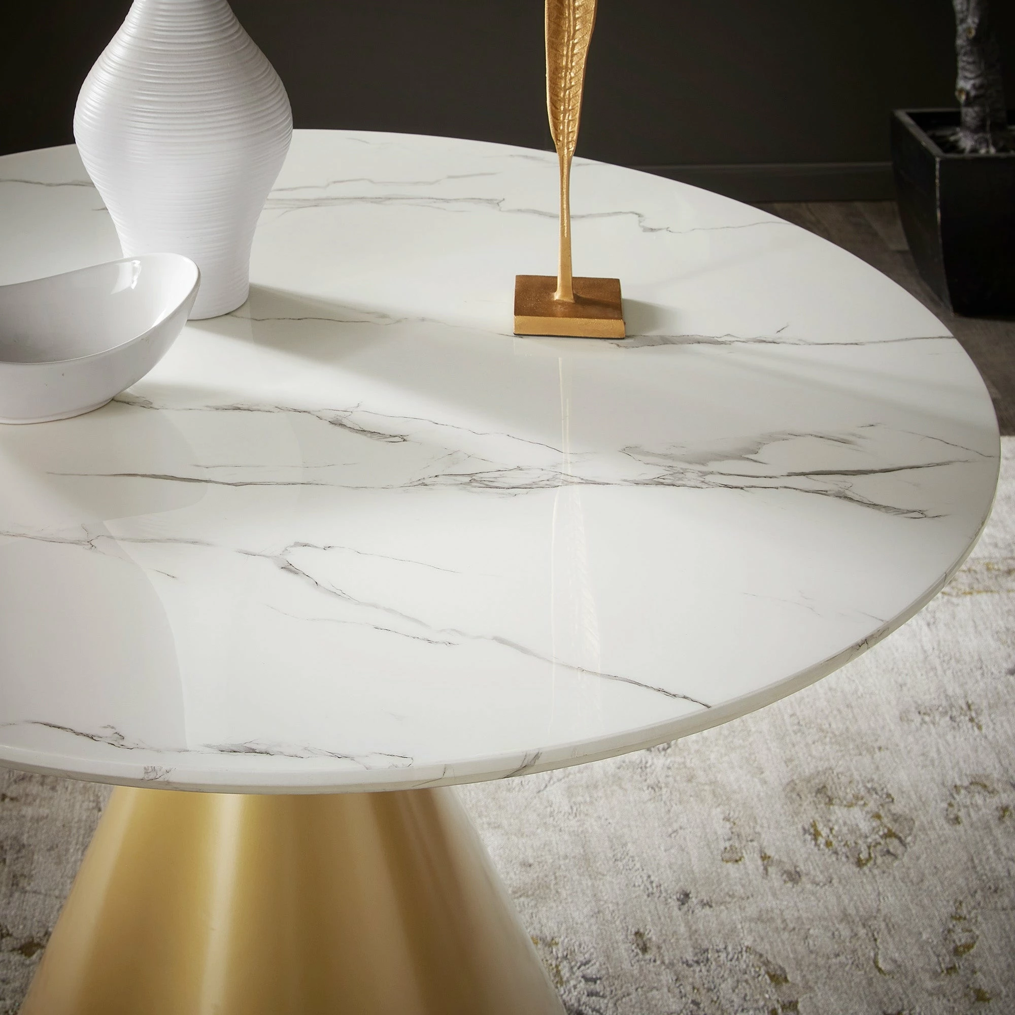 Budget 🥰 Darcy 46" Wide Faux Marble Round Dining Table By INSPIRE Q Bold 😀 3 Budget 🥰 Darcy 46" Wide Faux Marble Round Dining Table By INSPIRE Q Bold 😀 - Image 3