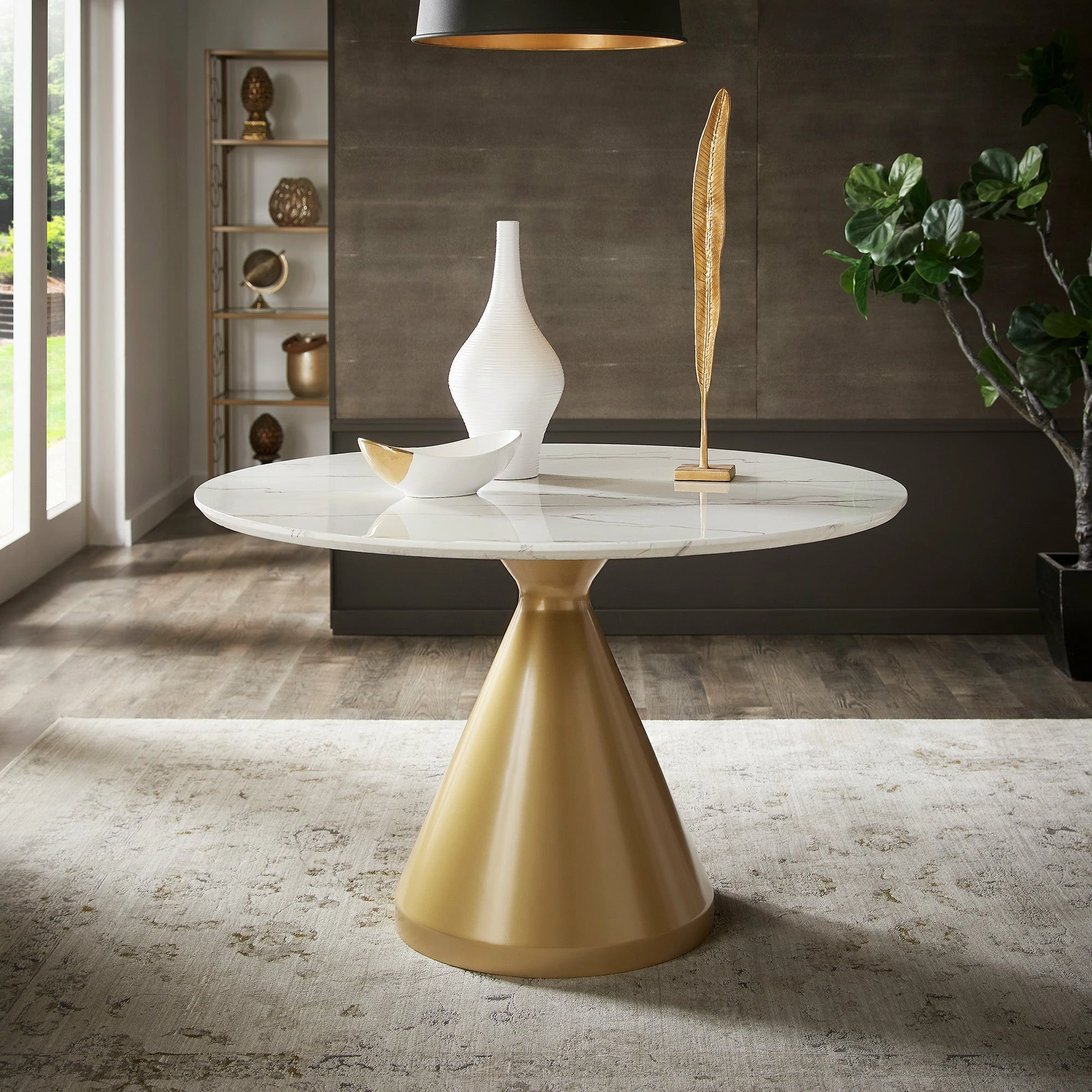 Budget 🥰 Darcy 46" Wide Faux Marble Round Dining Table By INSPIRE Q Bold 😀 1 Budget 🥰 Darcy 46" Wide Faux Marble Round Dining Table By INSPIRE Q Bold 😀