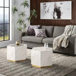Budget ✨ Darcy Faux Marble Coffee Table By INSPIRE Q Bold White 🧨