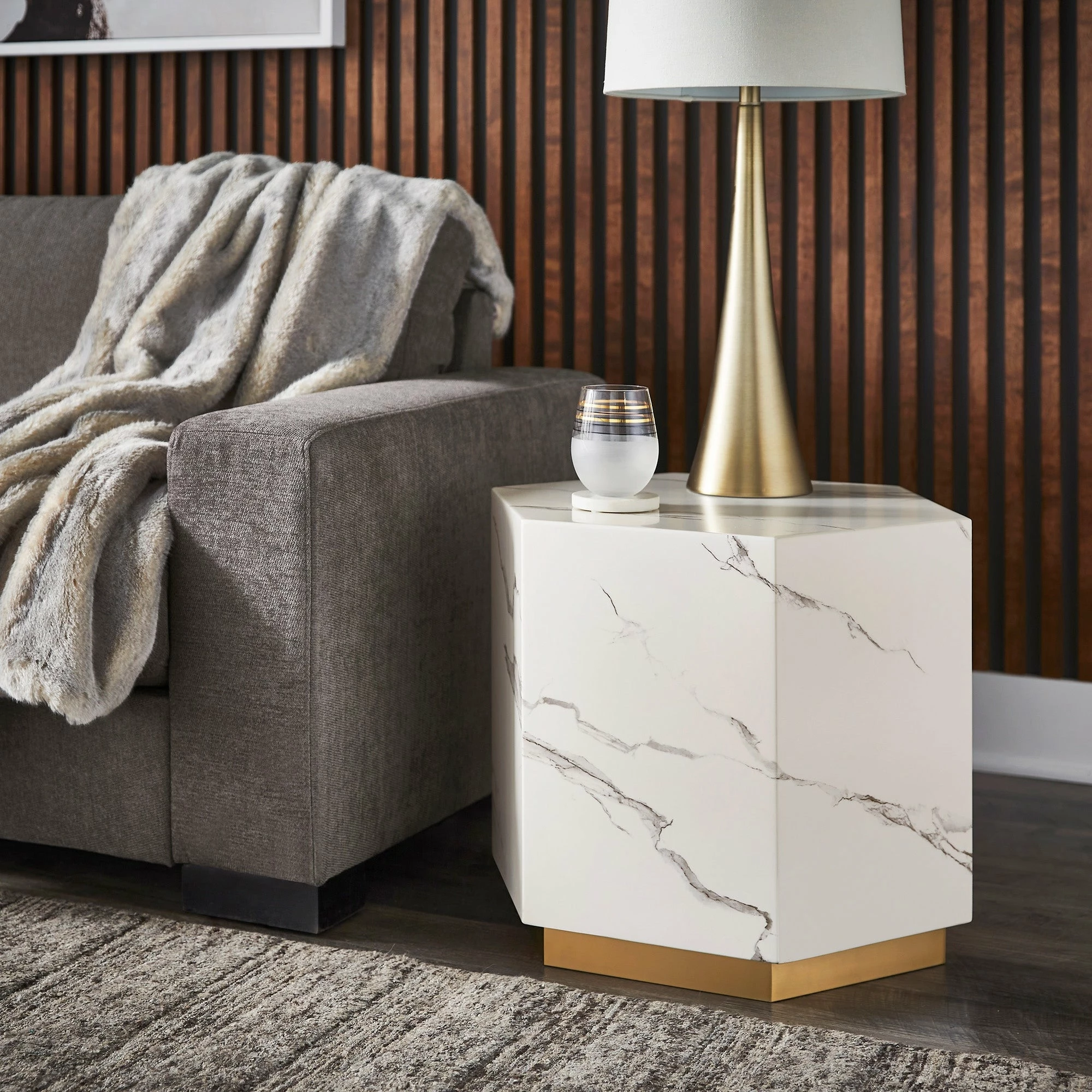 Flash Sale 🎉 Darcy Faux Marble End Table By INSPIRE Q Bold White ⌛ 3 Flash Sale 🎉 Darcy Faux Marble End Table By INSPIRE Q Bold White ⌛ - Image 3
