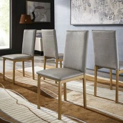 Cheapest 🧨 Darcy Gold Metal And Grey Dining Chair (Set Of 4) By INSPIRE Q Bold Grey Pu Side Chair 🤩
