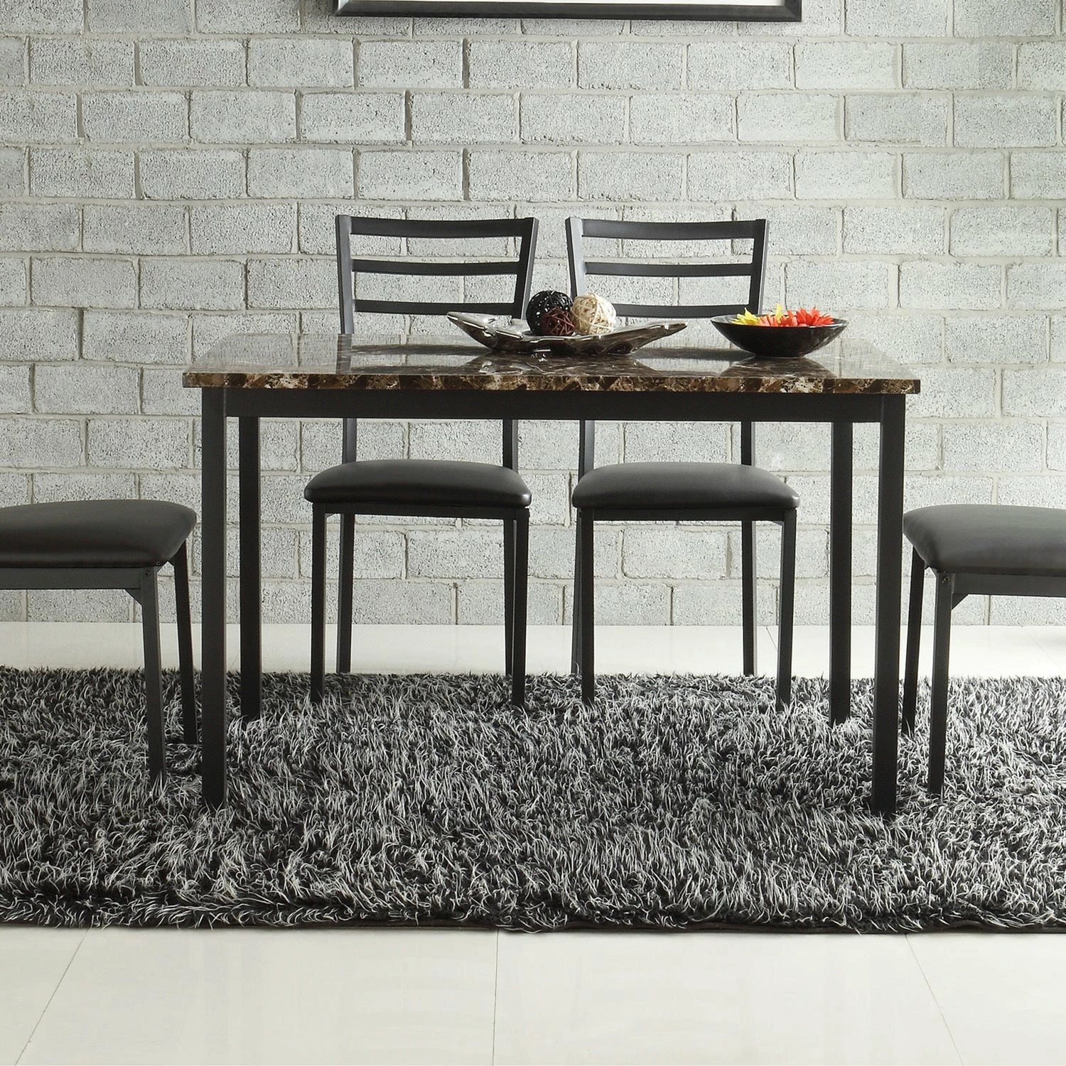 Buy ๐งจ Darcy II Faux Marble Top Black Metal 5-piece Casual Dining Set By INSPIRE Q Bold โค๏ธ 2 Buy ๐งจ Darcy II Faux Marble Top Black Metal 5-piece Casual Dining Set By INSPIRE Q Bold โค๏ธ - Image 2