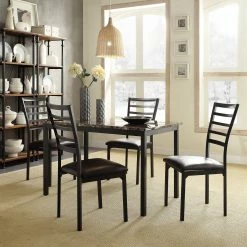 Buy 🧨 Darcy II Faux Marble Top Black Metal 5-piece Casual Dining Set By INSPIRE Q Bold ❤️
