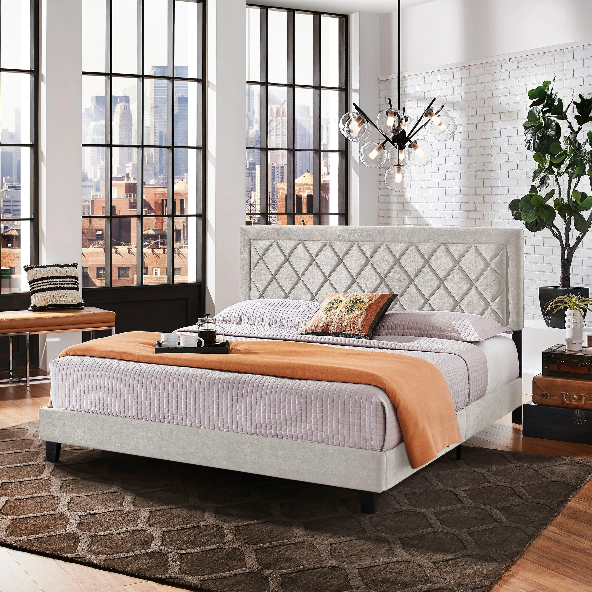 Top 10 ✔️ Dartington Velvet Fabric Platform Bed By INSPIRE Q Modern Grey Velvet 🔥 - Image 7