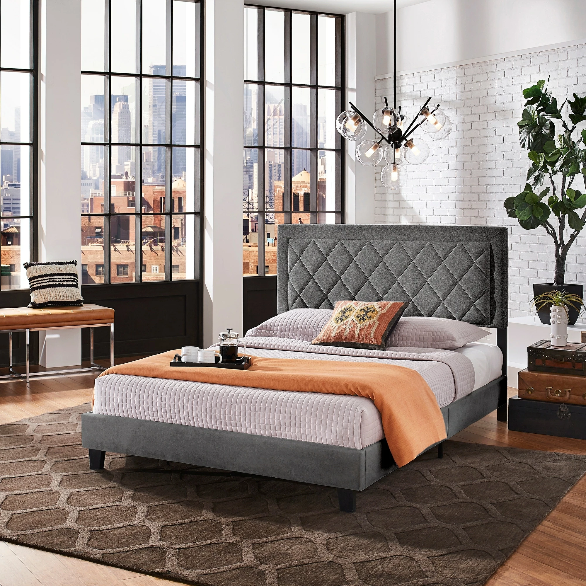 Top 10 ✔️ Dartington Velvet Fabric Platform Bed By INSPIRE Q Modern Grey Velvet 🔥 - Image 8