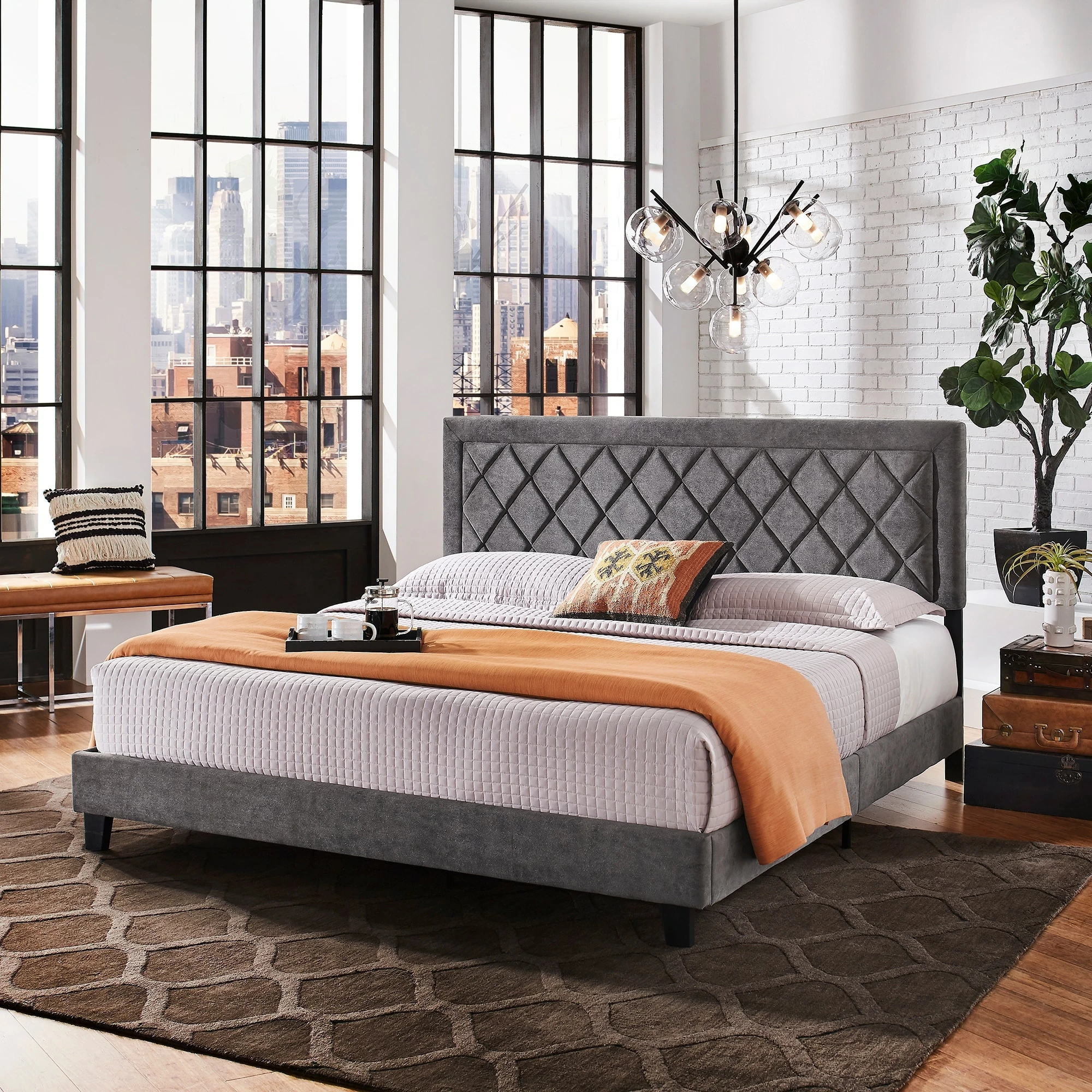 Top 10 ✔️ Dartington Velvet Fabric Platform Bed By INSPIRE Q Modern Grey Velvet 🔥 - Image 9