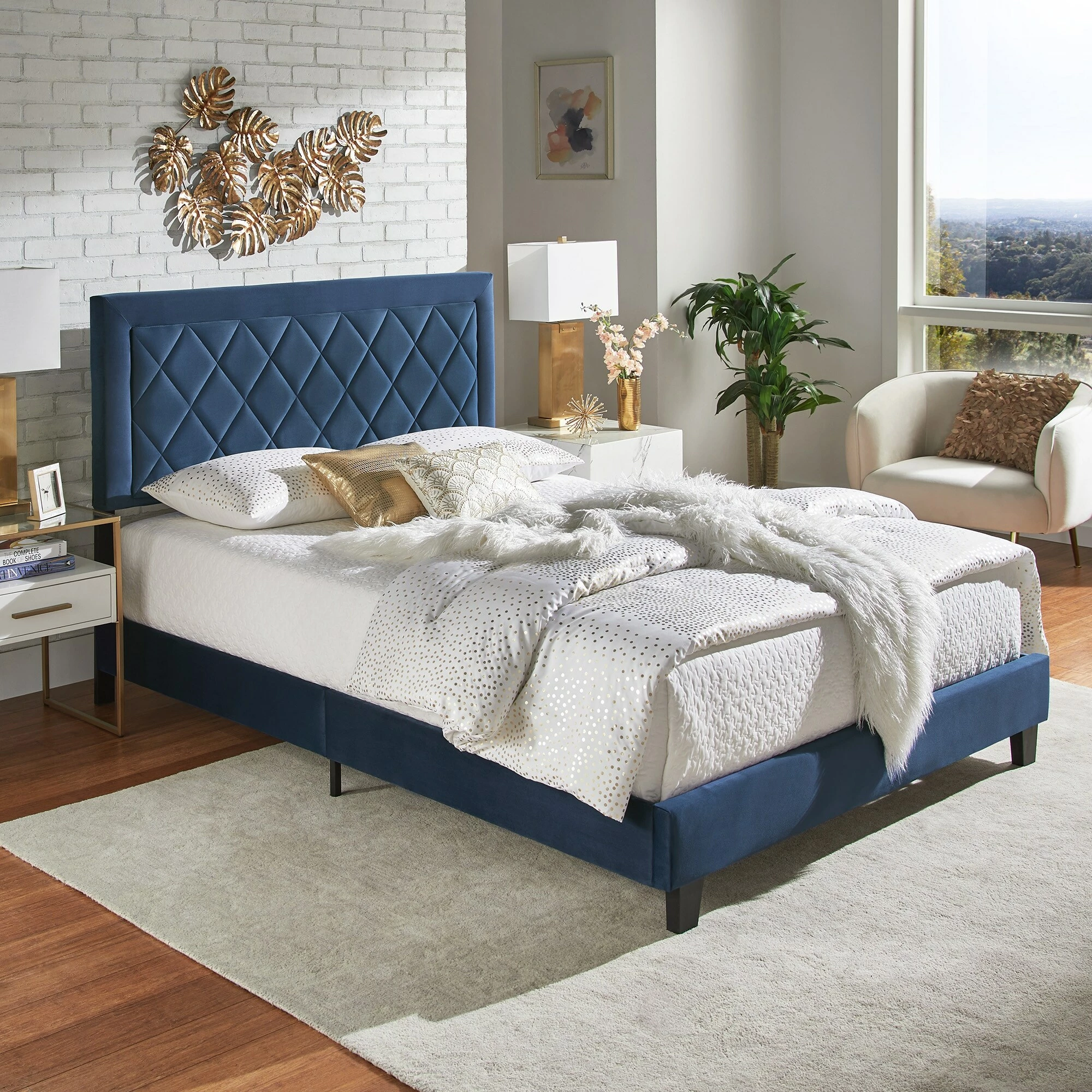 Top 10 ✔️ Dartington Velvet Fabric Platform Bed By INSPIRE Q Modern Grey Velvet 🔥 - Image 4