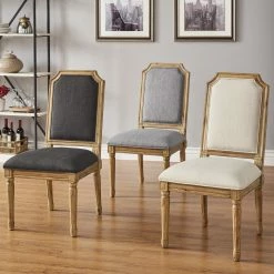 Hot Sale 🌟 Deana Arched Linen And Wood Dining Chairs (Set Of 2) By INSPIRE Q Artisan Dark Grey Linen 🛒