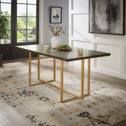Best deal 🎁 Denver Charcoal Brown And Gold 68" Rectangular Dining Table From INSPIRE Q Modern 🧨