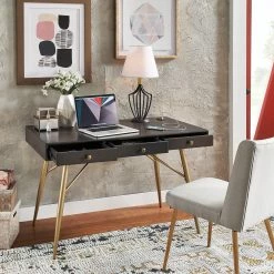 Best Pirce ⌛ Dinah 3-Drawer Writing Desk With Charging Station By INSPIRE Q Modern 🎉