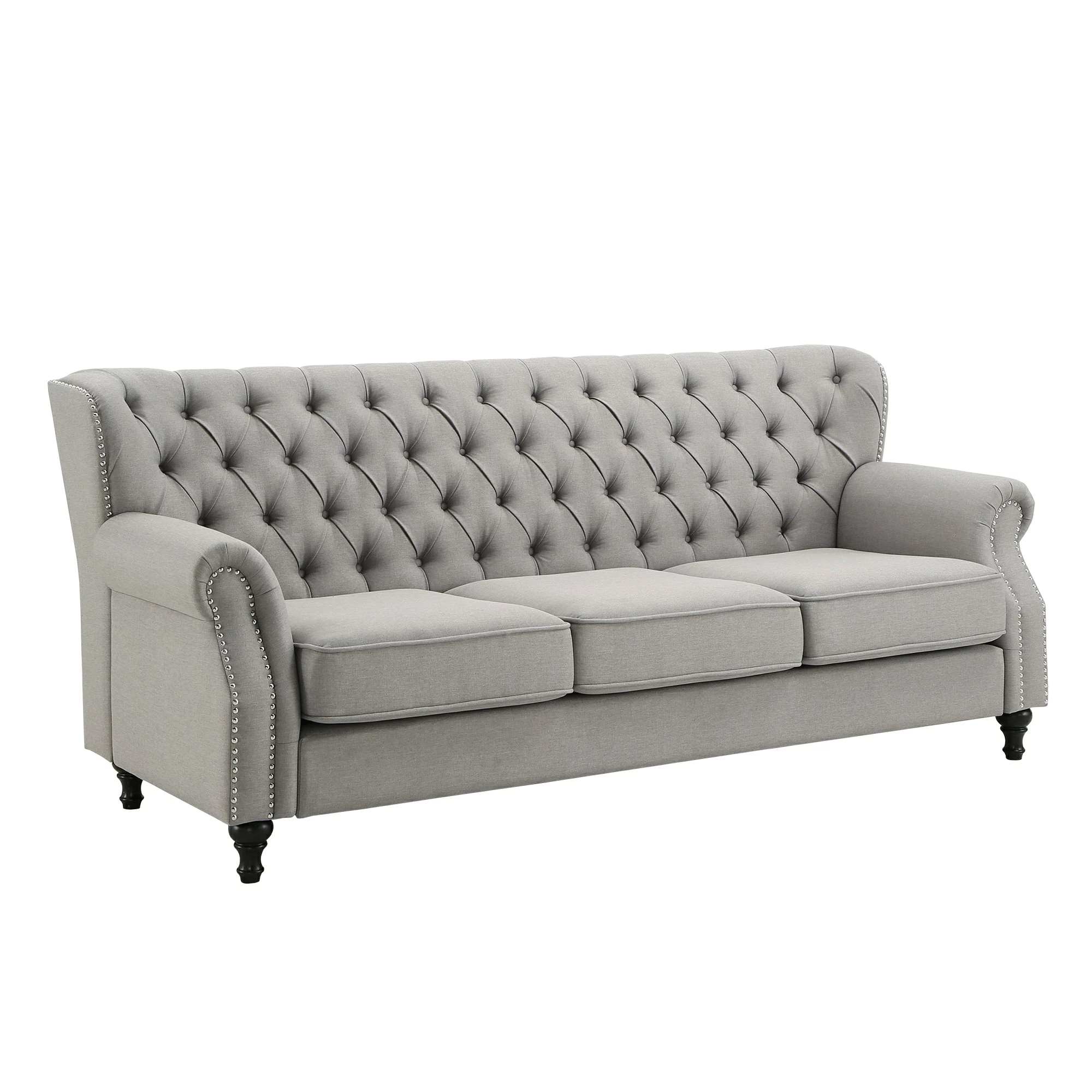 Deals 😉 Dorothy Grey Fabric Button Tufted Sofa With Nailhead Trim By INSPIRE Q Classic 👏 2 Deals 😉 Dorothy Grey Fabric Button Tufted Sofa With Nailhead Trim By INSPIRE Q Classic 👏 - Image 2