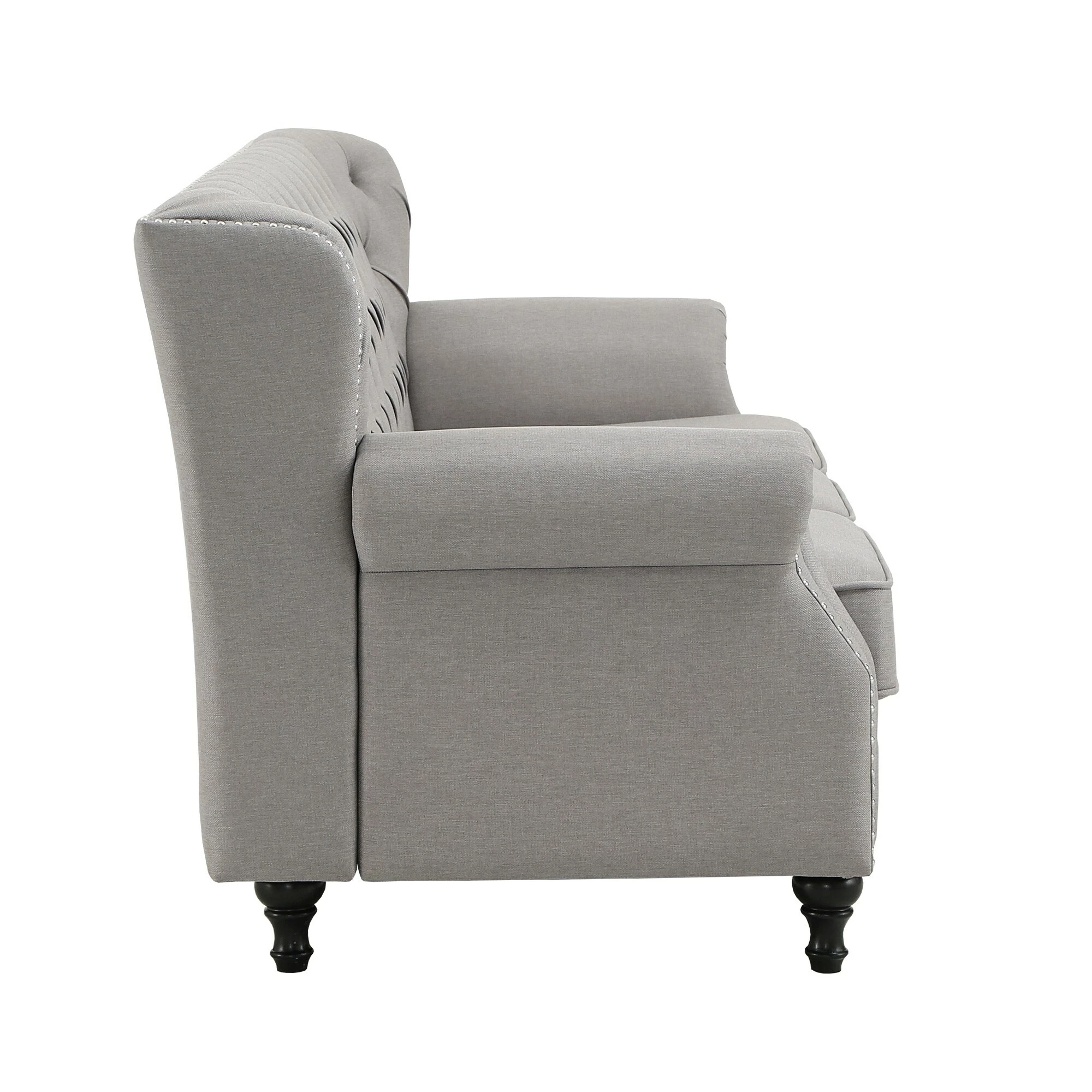 Deals 😉 Dorothy Grey Fabric Button Tufted Sofa With Nailhead Trim By INSPIRE Q Classic 👏 4 Deals 😉 Dorothy Grey Fabric Button Tufted Sofa With Nailhead Trim By INSPIRE Q Classic 👏 - Image 4