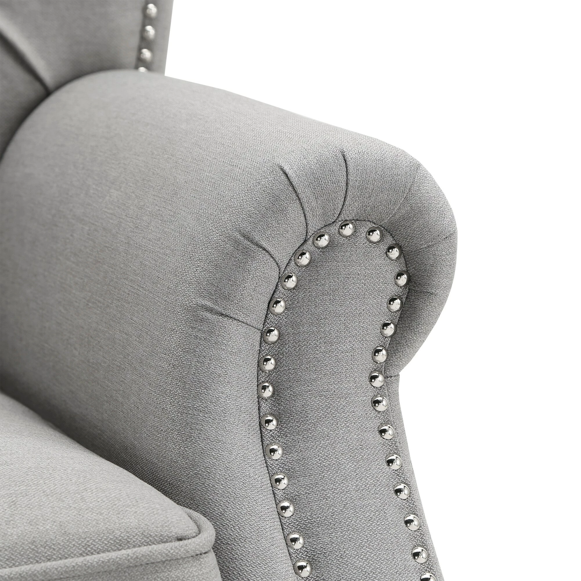 Deals 😉 Dorothy Grey Fabric Button Tufted Sofa With Nailhead Trim By INSPIRE Q Classic 👏 7 Deals 😉 Dorothy Grey Fabric Button Tufted Sofa With Nailhead Trim By INSPIRE Q Classic 👏 - Image 7