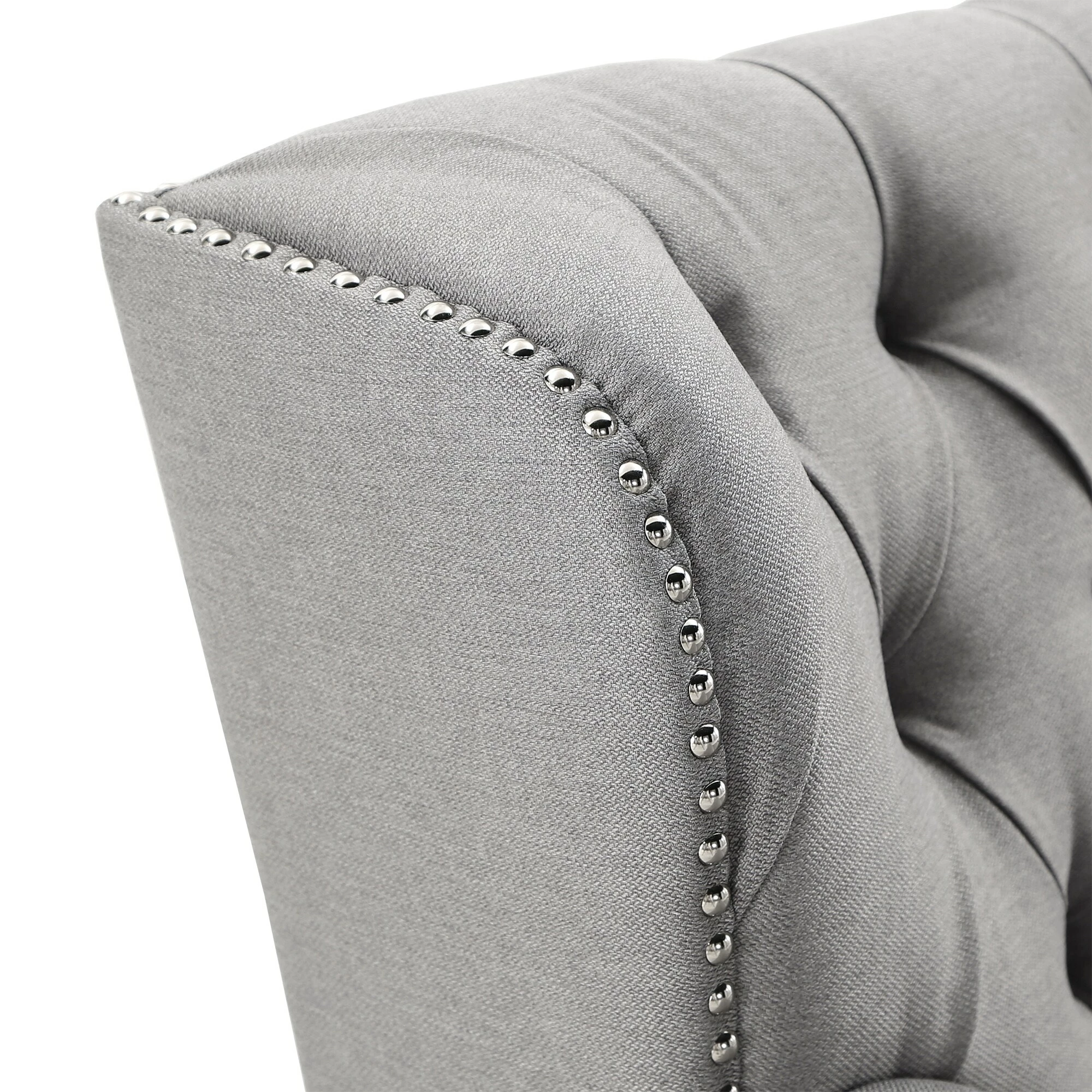 Deals 😉 Dorothy Grey Fabric Button Tufted Sofa With Nailhead Trim By INSPIRE Q Classic 👏 8 Deals 😉 Dorothy Grey Fabric Button Tufted Sofa With Nailhead Trim By INSPIRE Q Classic 👏 - Image 8