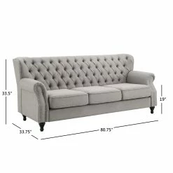 Deals 😉 Dorothy Grey Fabric Button Tufted Sofa With Nailhead Trim By INSPIRE Q Classic 👏 17 Deals 😉 Dorothy Grey Fabric Button Tufted Sofa With Nailhead Trim By INSPIRE Q Classic 👏 -iNSPIRE Q shop Dorothy Grey Fabric Button Tufted Sofa with Nailhead Trim by iNSPIRE Q Classic 8