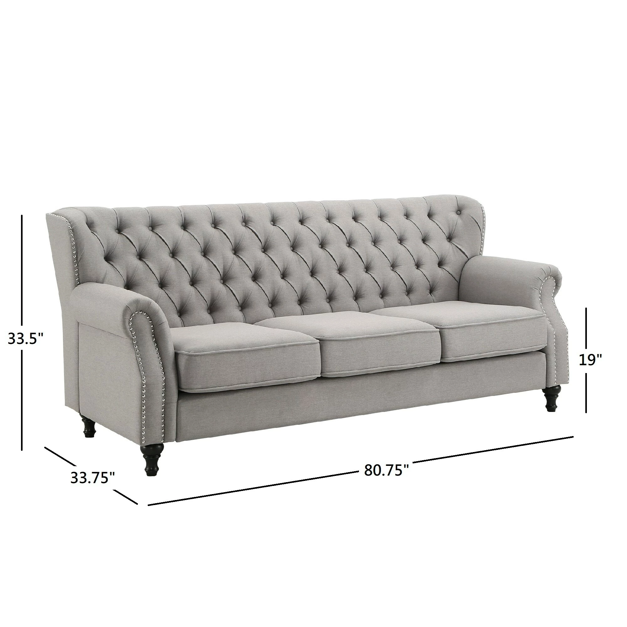 Deals 😉 Dorothy Grey Fabric Button Tufted Sofa With Nailhead Trim By INSPIRE Q Classic 👏 9 Deals 😉 Dorothy Grey Fabric Button Tufted Sofa With Nailhead Trim By INSPIRE Q Classic 👏 - Image 9