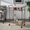 Flash Sale ✔️ Duran Bronze Finish Metal X-Frame Bar Cart With Walnut Wood Shelf By INSPIRE Q Modern 😍