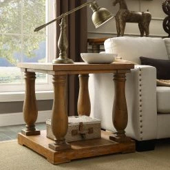 Promo 👍 Edmaire Rustic Baluster End Table By INSPIRE Q Artisan Natural 🥰