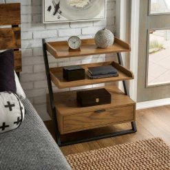 New 😉 Eldersley Two-tone Black & Oak Finish Nightstand By INSPIRE Q Modern 1-drawer With 1 Shelf 🧨 -iNSPIRE Q shop Eldersley Two tone Black 26 Oak finish Nightstand by iNSPIRE Q Modern 2