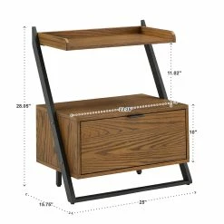 New 😉 Eldersley Two-tone Black & Oak Finish Nightstand By INSPIRE Q Modern 1-drawer With 1 Shelf 🧨 -iNSPIRE Q shop Eldersley Two tone Black 26 Oak finish Nightstand by iNSPIRE Q Modern 5