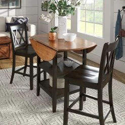 New 🤩 Eleanor Antique Black Drop Leaf Counter Height Table Dining Set By INSPIRE Q Classic Slat Back - Swivel 🧨