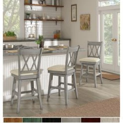 Hot Sale ⌛ Eleanor Double X Back Wood Swivel Bar Stool By INSPIRE Q Classic Oak 🥰