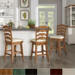 Promo 🤩 Eleanor French Ladder Back Swivel Stool By INSPIRE Q Classic 24" Antique Sage Green ✔️