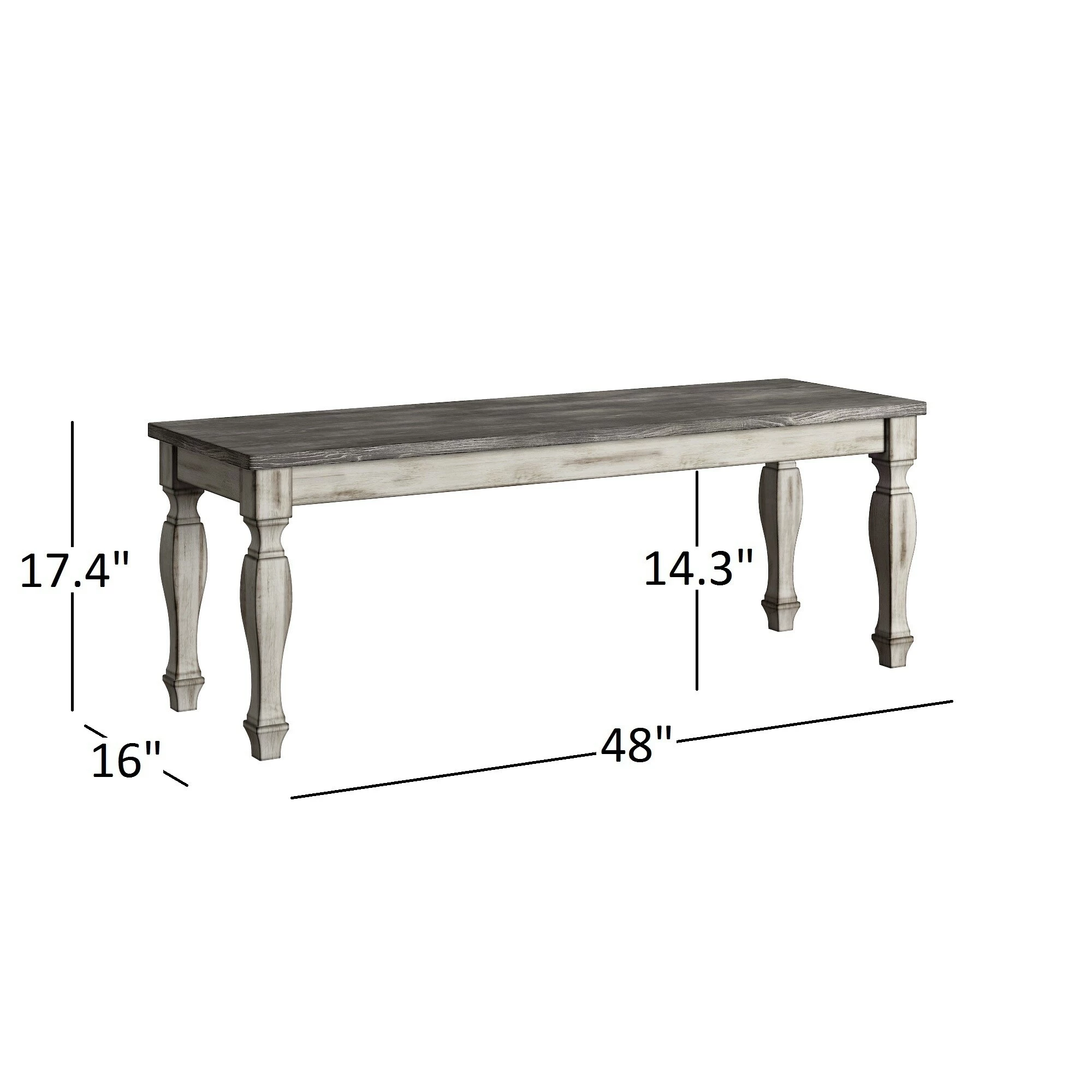 Hot Sale ⌛ Eleanor Two-Tone Square Turned Leg Dining Bench By INSPIRE Q Classic 🎁 6 Hot Sale ⌛ Eleanor Two-Tone Square Turned Leg Dining Bench By INSPIRE Q Classic 🎁 - Image 6