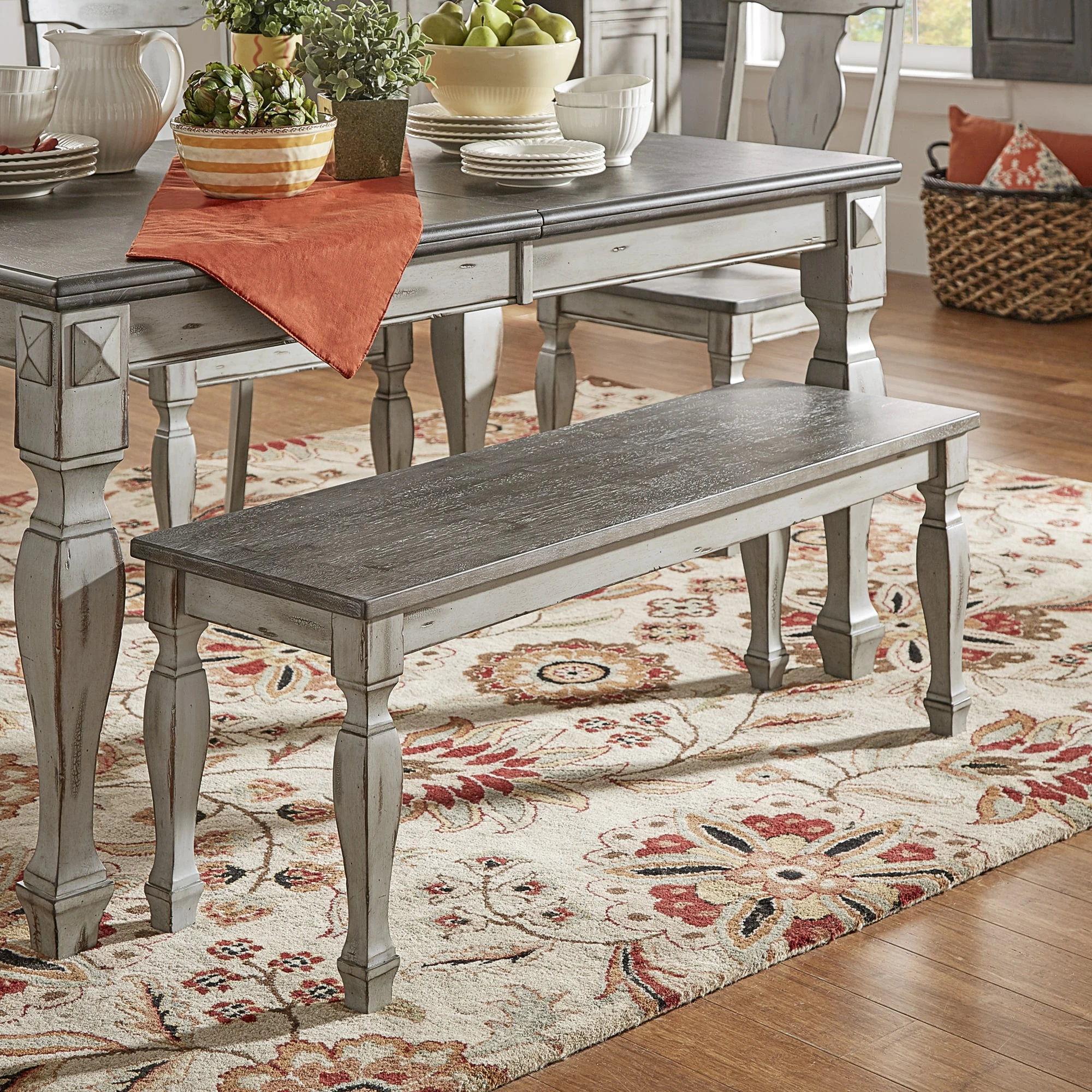 Hot Sale ⌛ Eleanor Two-Tone Square Turned Leg Dining Bench By INSPIRE Q Classic 🎁 1 Hot Sale ⌛ Eleanor Two-Tone Square Turned Leg Dining Bench By INSPIRE Q Classic 🎁