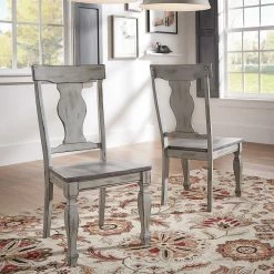Cheapest 🎁 Eleanor Grey Two-Tone Square Turned Leg Wood Dining Chairs (Set Of 2) By INSPIRE Q Classic 🎉