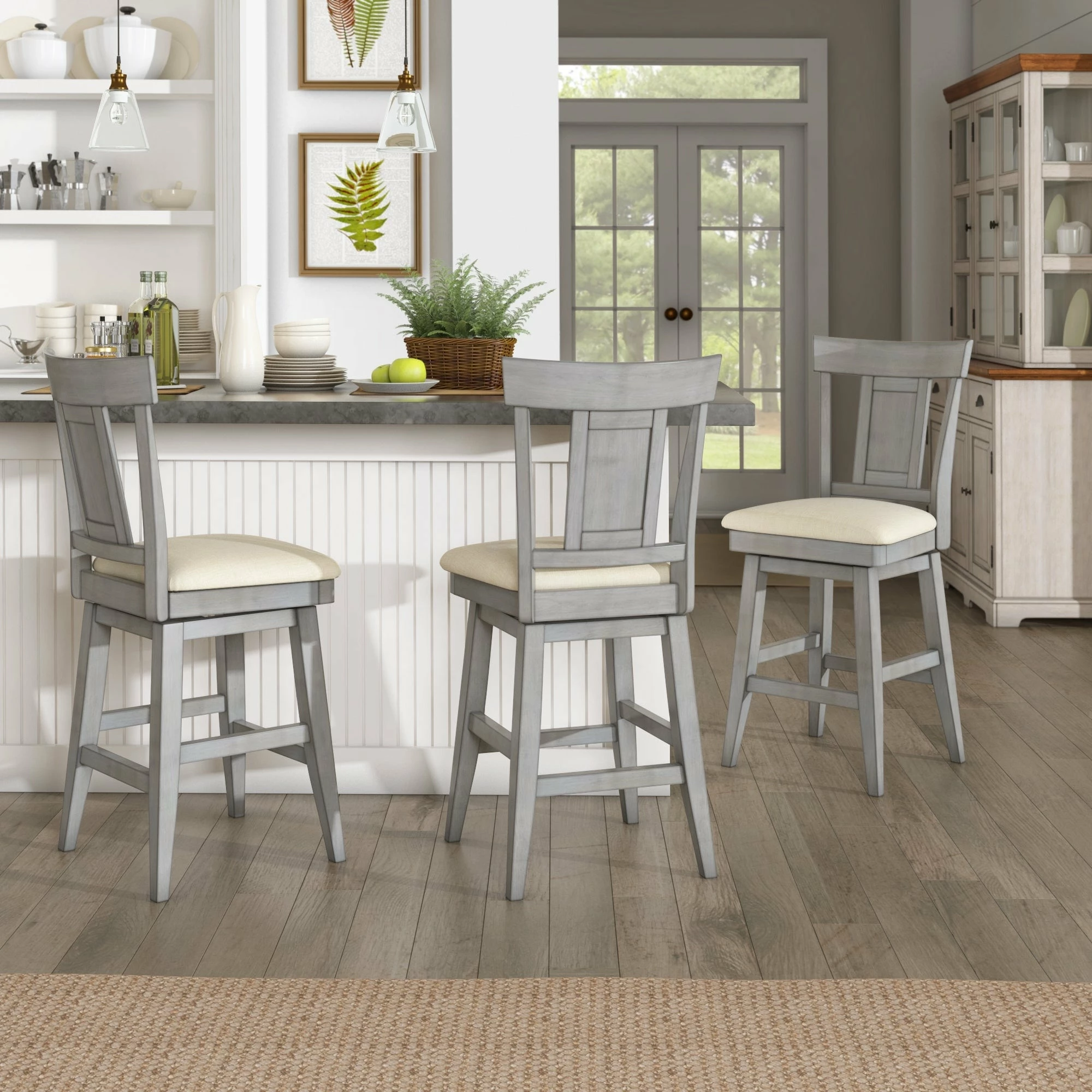 Deals 👍 Eleanor Panel Back Wood Swivel Chair By INSPIRE Q Classic 29" Antique White 🎁 - Image 3