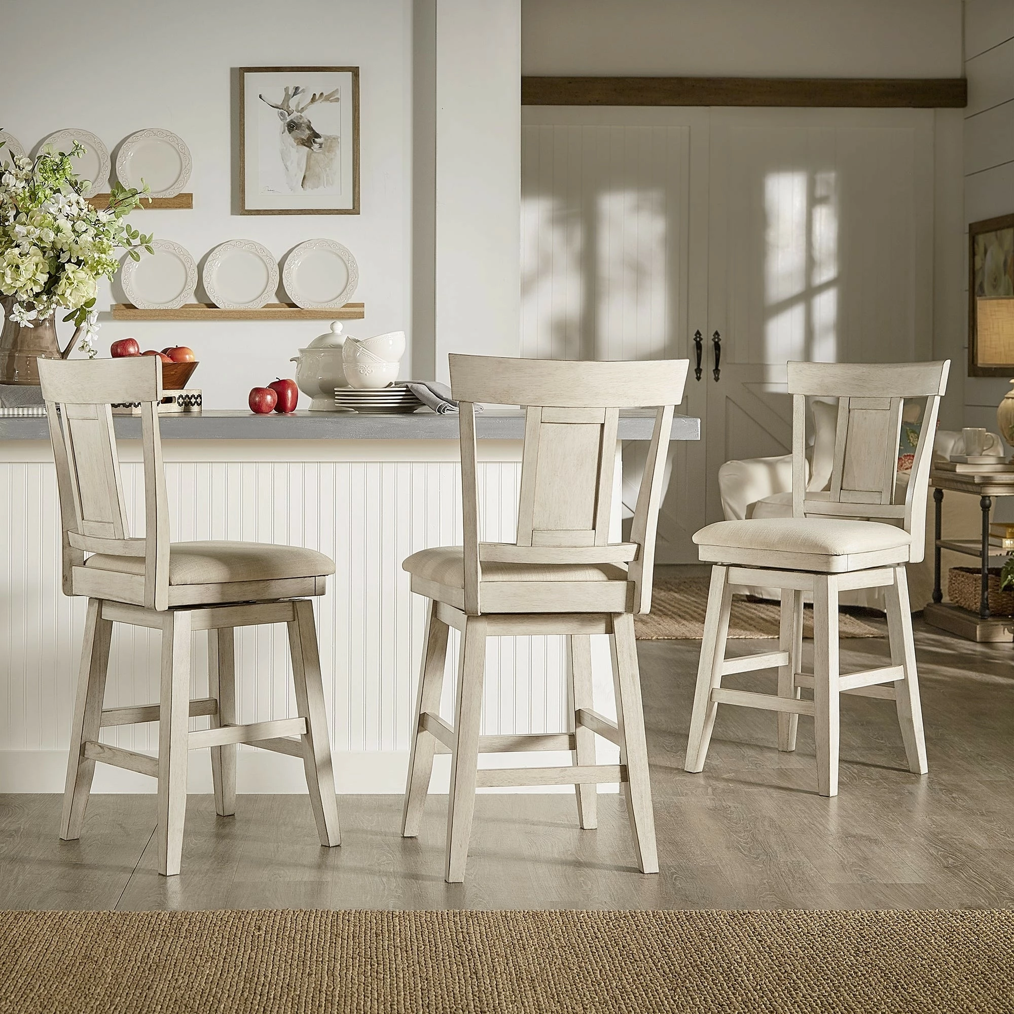 Deals 👍 Eleanor Panel Back Wood Swivel Chair By INSPIRE Q Classic 29" Antique White 🎁 - Image 5