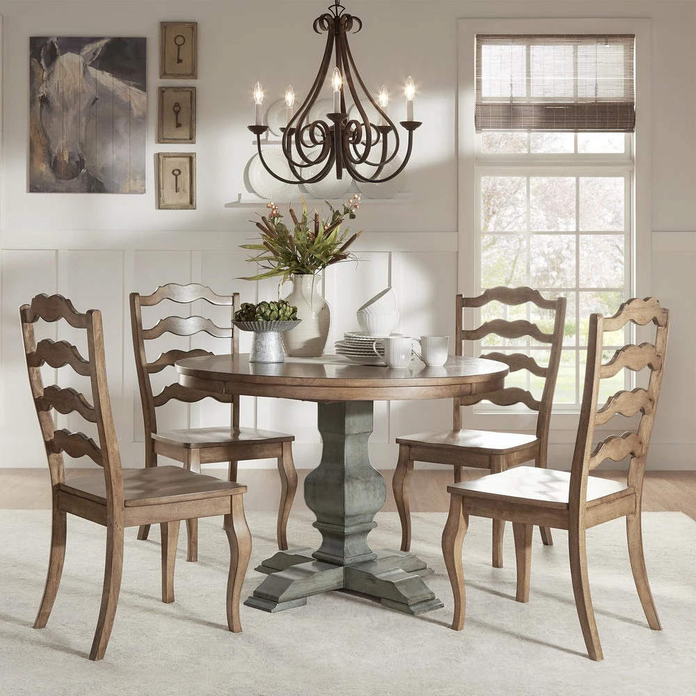 Wholesale 🥰 Eleanor Sage Green Round Solid Wood Top Ladder Back 5-piece Dining Set By INSPIRE Q Classic Antique Sage Green Chairs ❤️ - Image 6