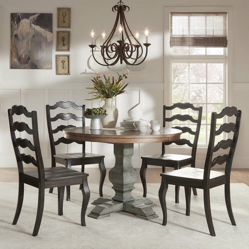 Wholesale 🥰 Eleanor Sage Green Round Solid Wood Top Ladder Back 5-piece Dining Set By INSPIRE Q Classic Antique Sage Green Chairs ❤️ - Image 4