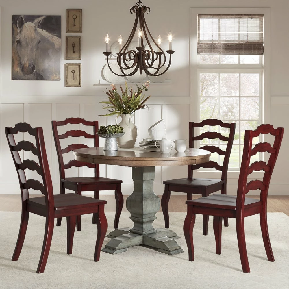 Wholesale 🥰 Eleanor Sage Green Round Solid Wood Top Ladder Back 5-piece Dining Set By INSPIRE Q Classic Antique Sage Green Chairs ❤️ - Image 5