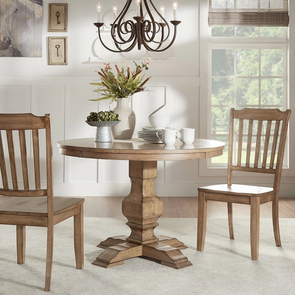 New ⌛ Eleanor Two-tone Round Top Dining Table By INSPIRE Q Classic Berry Red Base 🎉 2 New ⌛ Eleanor Two-tone Round Top Dining Table By INSPIRE Q Classic Berry Red Base 🎉 - Image 2