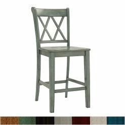 Best Pirce ✨ Eleanor X-Back Wood Counter Chairs (Set Of 2) By INSPIRE Q Classic Oak ⭐