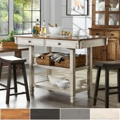 Wholesale 👏 INSPIRE Q Elena 2-tone Antique Kitchen Island Buffet Grey 👏
