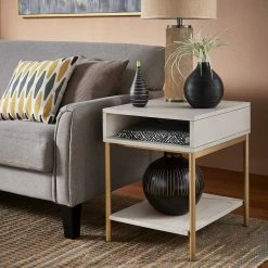 Wholesale ❤️ Elio Two-Tone Rectangular End Table With USB Port By INSPIRE Q Modern - End Table White 💯