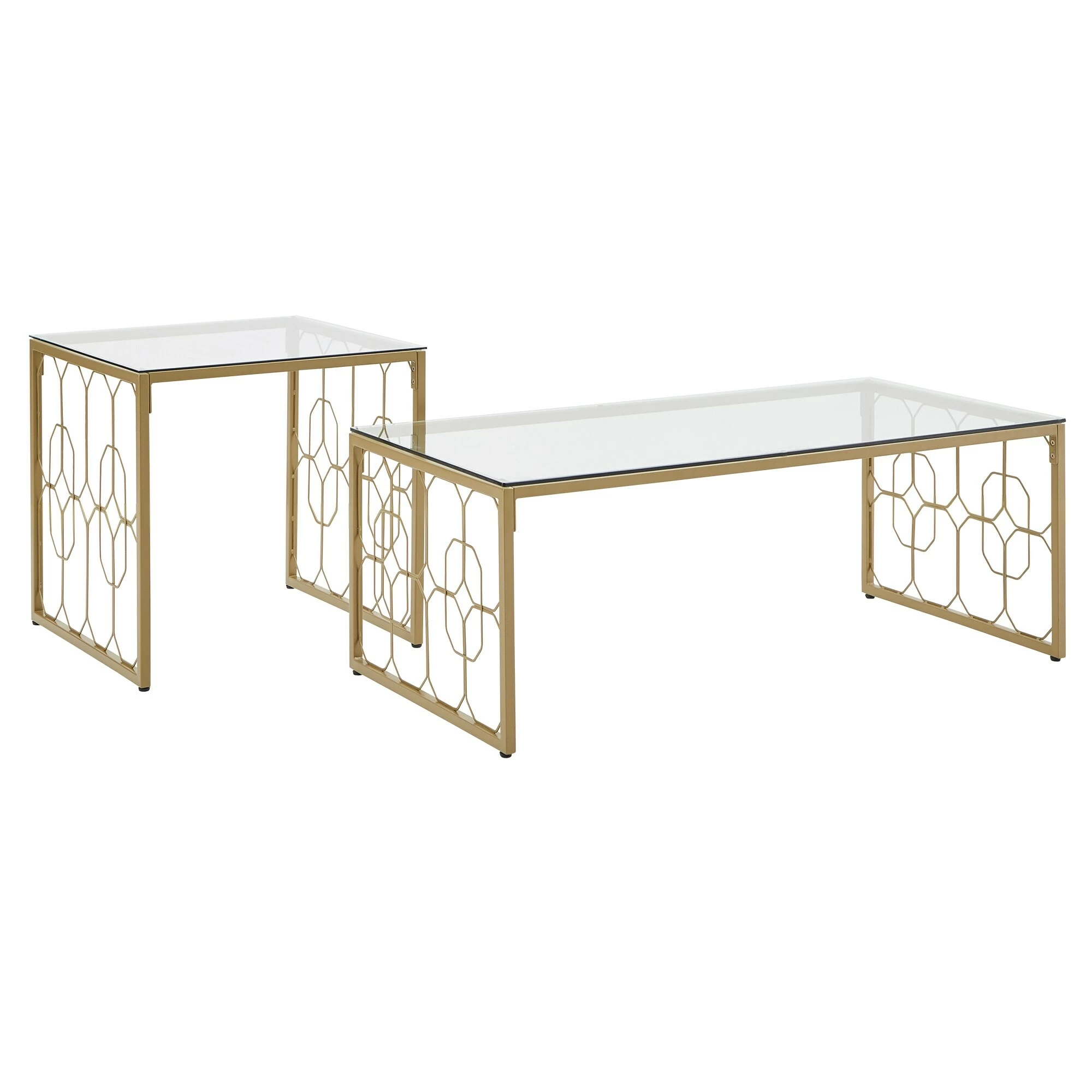 Top 10 ❤️ Elle Octagon Pattern Gold Metal And Glass Table By INSPIRE Q Bold 🧨 - Image 3