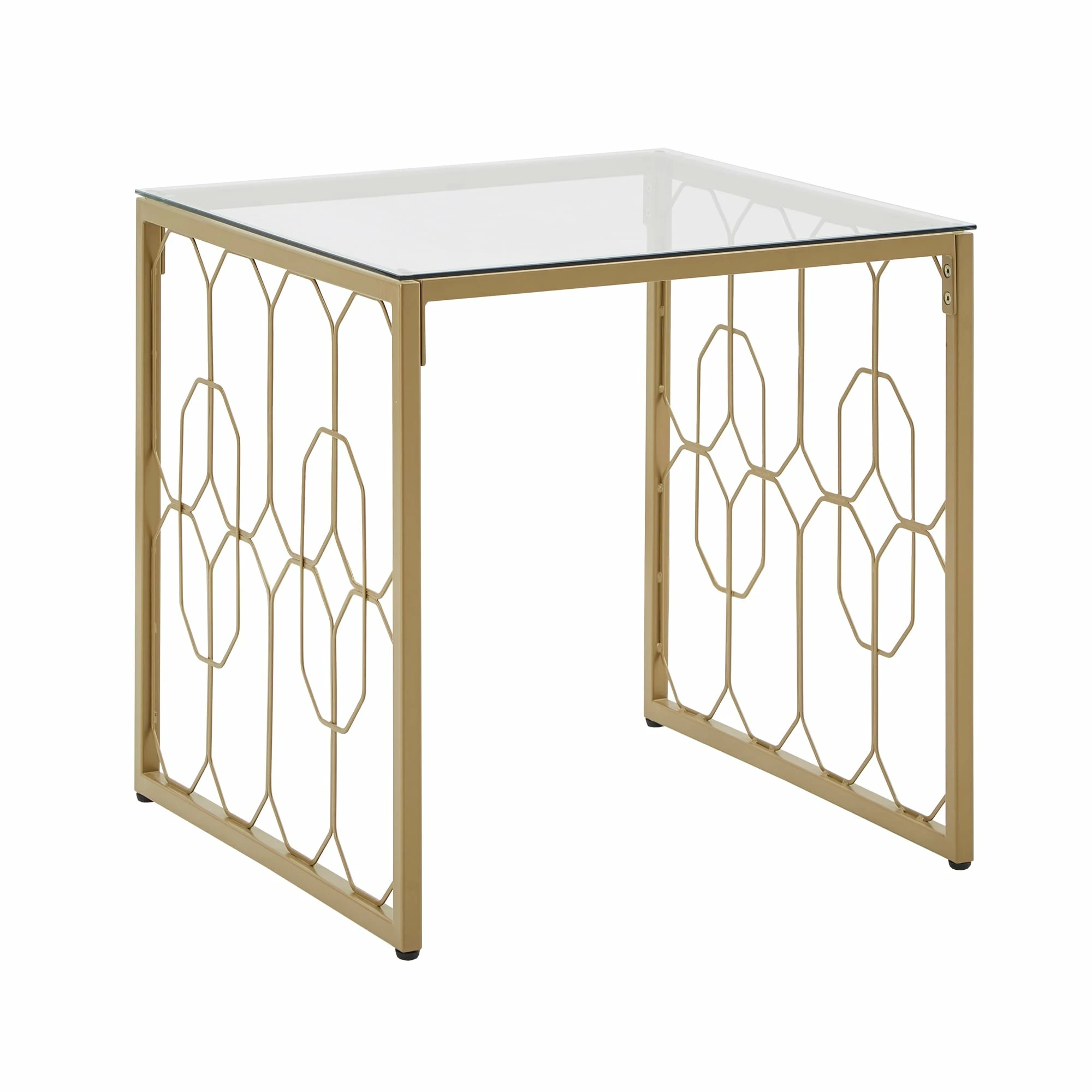 Top 10 ❤️ Elle Octagon Pattern Gold Metal And Glass Table By INSPIRE Q Bold 🧨 - Image 4