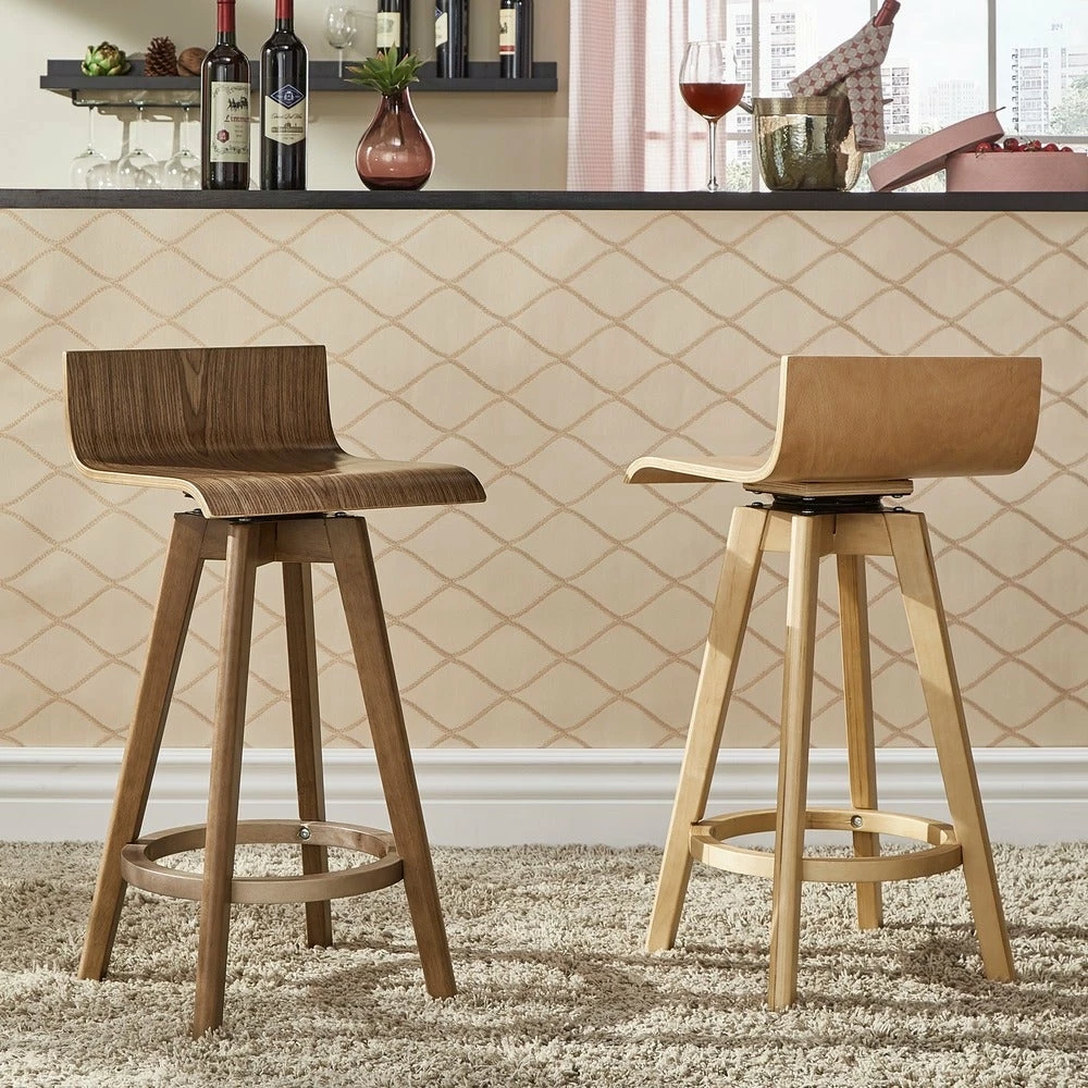 Flash Sale 😉 Ellery Mid-Century Modern Swivel Wood Stool (Set Of 2) INSPIRE Q Modern 29" Bar - Walnut 🔔 2 Flash Sale 😉 Ellery Mid-Century Modern Swivel Wood Stool (Set Of 2) INSPIRE Q Modern 29" Bar - Walnut 🔔 - Image 2