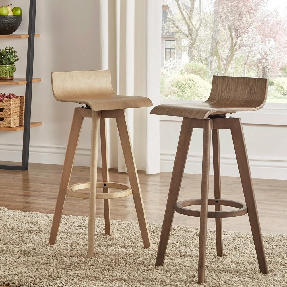 Flash Sale 😉 Ellery Mid-Century Modern Swivel Wood Stool (Set Of 2) INSPIRE Q Modern 29" Bar - Walnut 🔔 3 Flash Sale 😉 Ellery Mid-Century Modern Swivel Wood Stool (Set Of 2) INSPIRE Q Modern 29" Bar - Walnut 🔔 - Image 3