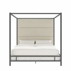 Buy ✔️ Evie Black Nickel Metal Canopy Bed With Linen Panel Headboard By INSPIRE Q Bold Grey 👍 25 Buy ✔️ Evie Black Nickel Metal Canopy Bed With Linen Panel Headboard By INSPIRE Q Bold Grey 👍 -iNSPIRE Q shop Evie Black Nickel Metal Canopy Bed with Linen Panel Headboard by iNSPIRE Q Bold 10