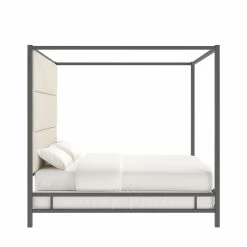 Buy ✔️ Evie Black Nickel Metal Canopy Bed With Linen Panel Headboard By INSPIRE Q Bold Grey 👍 26 Buy ✔️ Evie Black Nickel Metal Canopy Bed With Linen Panel Headboard By INSPIRE Q Bold Grey 👍 -iNSPIRE Q shop Evie Black Nickel Metal Canopy Bed with Linen Panel Headboard by iNSPIRE Q Bold 11