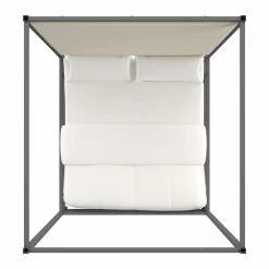 Buy ✔️ Evie Black Nickel Metal Canopy Bed With Linen Panel Headboard By INSPIRE Q Bold Grey 👍 27 Buy ✔️ Evie Black Nickel Metal Canopy Bed With Linen Panel Headboard By INSPIRE Q Bold Grey 👍 -iNSPIRE Q shop Evie Black Nickel Metal Canopy Bed with Linen Panel Headboard by iNSPIRE Q Bold 12