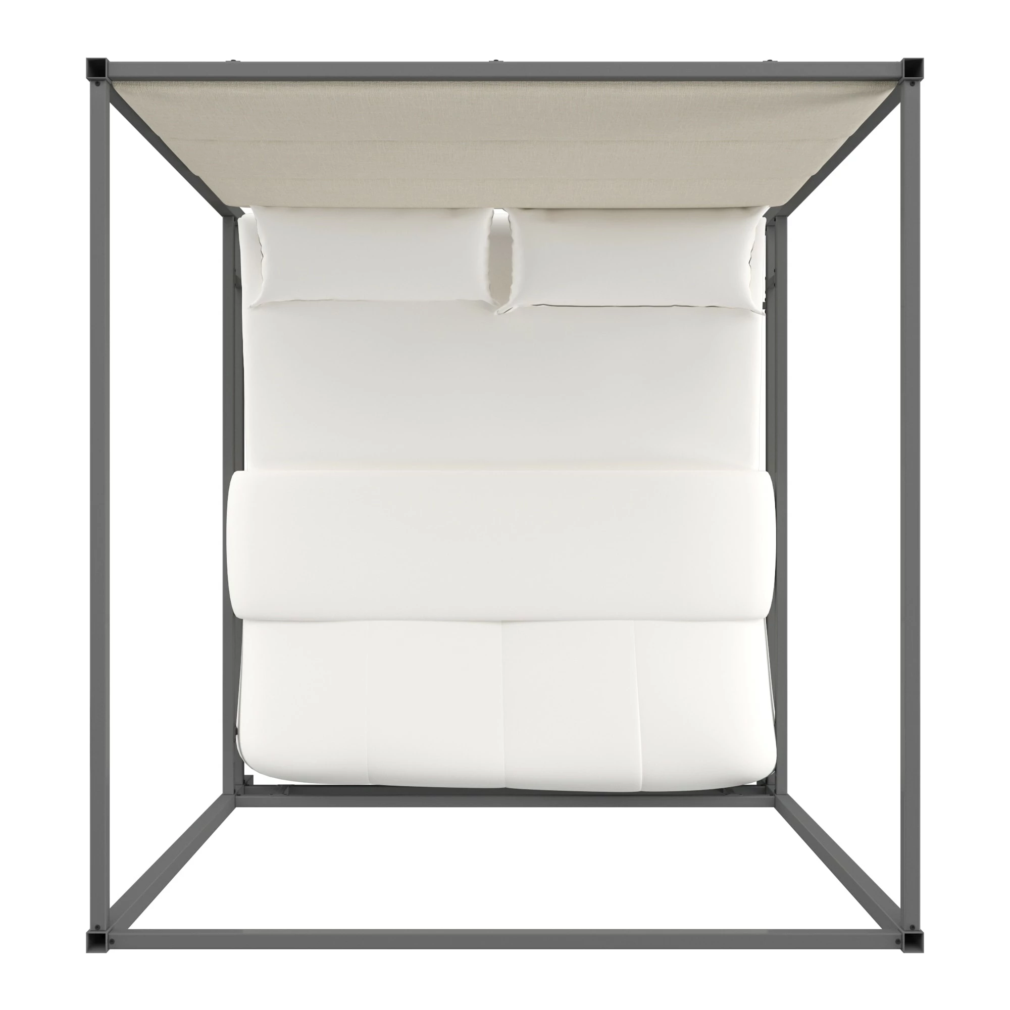 Buy ✔️ Evie Black Nickel Metal Canopy Bed With Linen Panel Headboard By INSPIRE Q Bold Grey 👍 13 Buy ✔️ Evie Black Nickel Metal Canopy Bed With Linen Panel Headboard By INSPIRE Q Bold Grey 👍 - Image 13